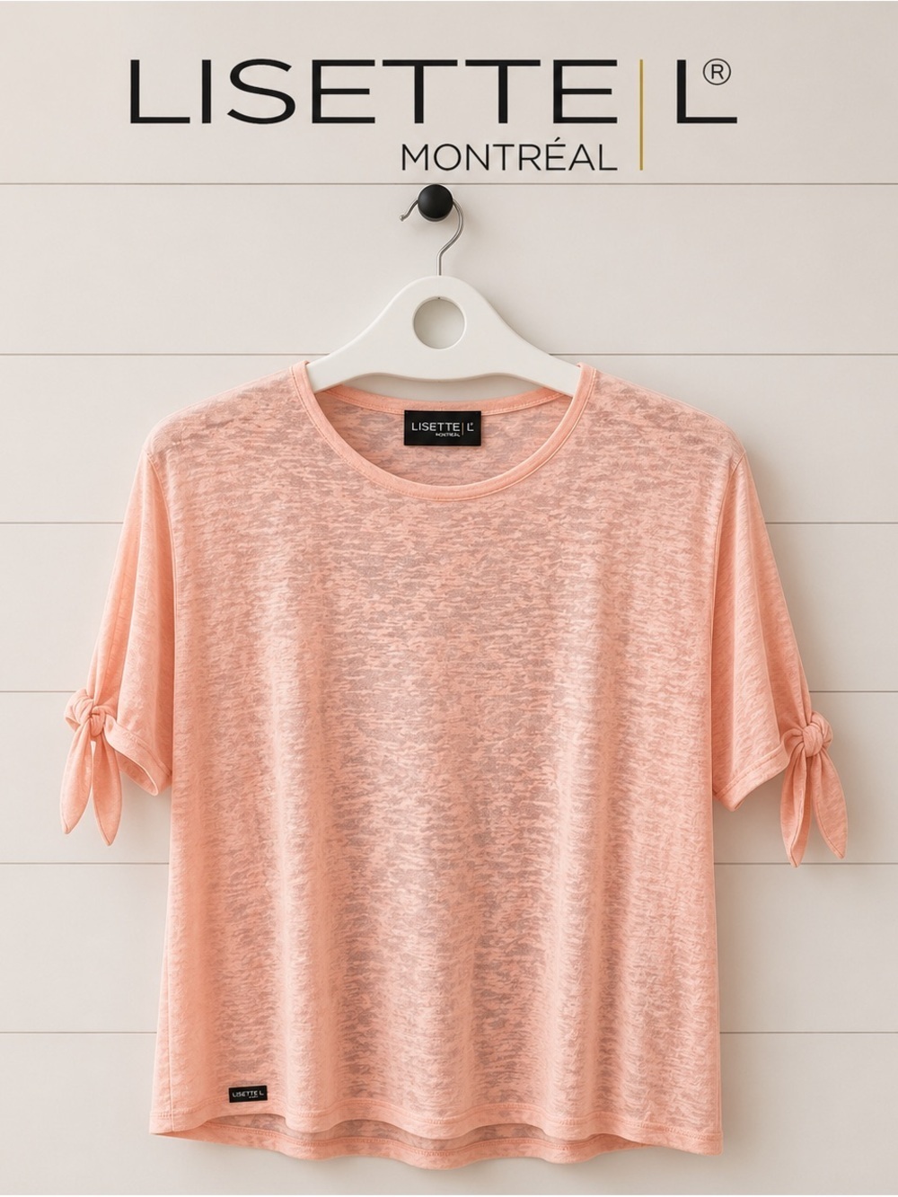 LISETTE L Montréal Coral Tie-Sleeve Top – L/XL (No Tag, Refer to Measurements)